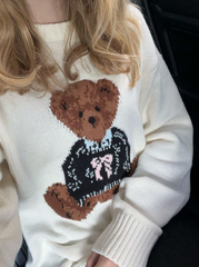 Cute Bear Pattern Knit Pullover Sweater