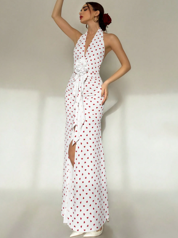 Elegant Heavy Handmade Twist Flower 3D Floral Dress
