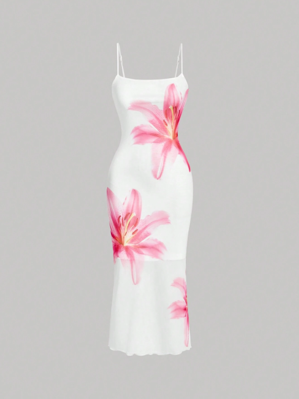 Elegant Floral Print Camisole Dress