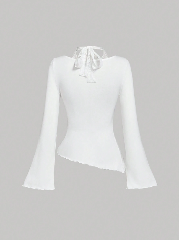 Lace Patchwork Asymmetrical Top