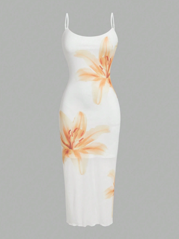 Elegant Floral Print Camisole Dress