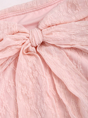 Off Shoulder Bow Tie Lace Blouse