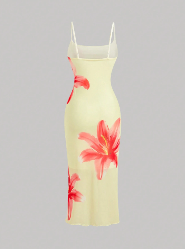 Elegant Floral Print Camisole Dress