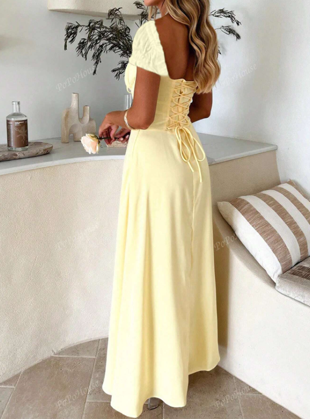 Bohemian Style Low Neck Backless Tie Strap Dress