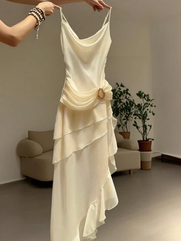 Draped Neck Elegant Maxi
