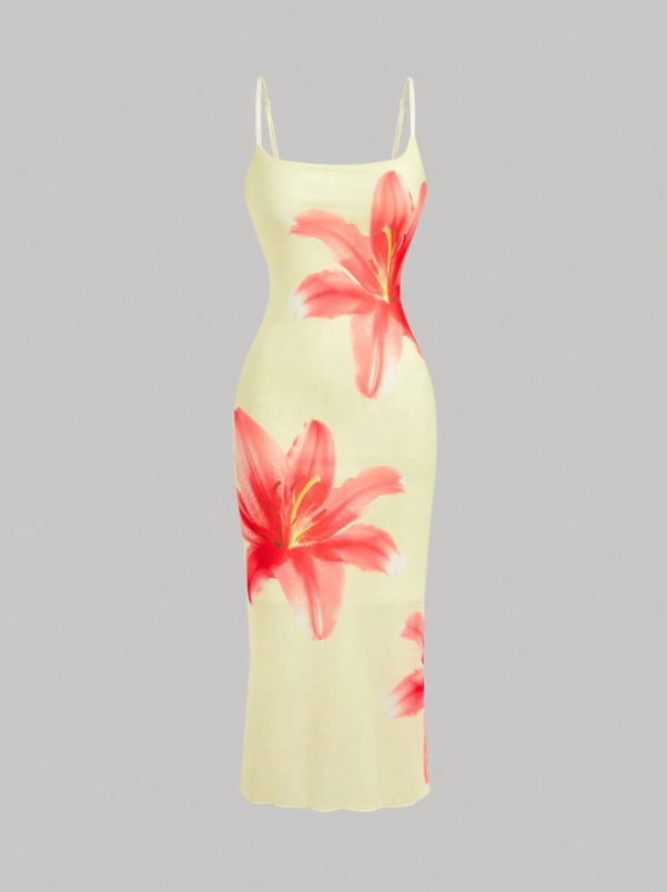Elegant Floral Print Camisole Dress